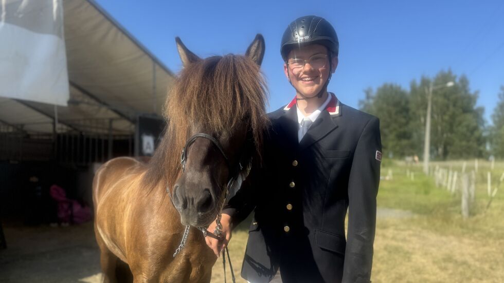 Andreas Lie Sørensen og Djásn vant V1 junior i varmen 
lørdag.
 Foto: Tølt.no.